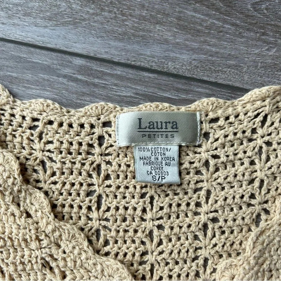 Vintage Laura Petites Crochet Knit Short Sleeve Cardigan Made  in Korea - Picture 6 of 11